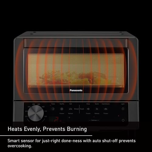 Image of Panasonic FlashXpress Toaster Oven Countertop, Compact 4 Slice Toaster Oven w /Double Infrared Heating, PFAS-free, 6 Auto Cook Options & Precise Temperature Control, 1300W - NB-G200P (Stainless Steel)