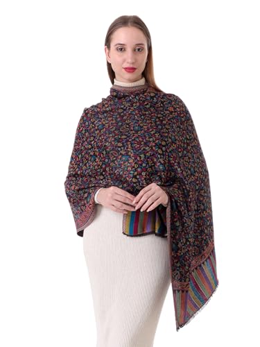 Image of EH Pashmina Stole, Reversible Jamawar weave in beautiful paisley & floral, very soft MODAL fabric, all season Stole, Scarf, Wrap.