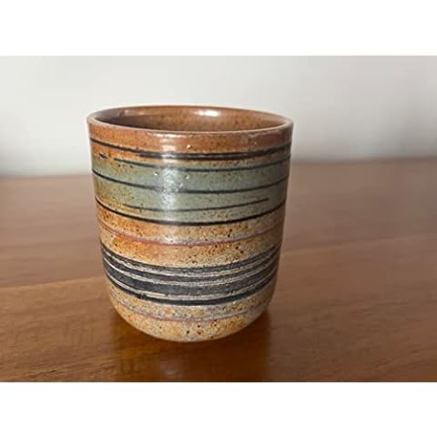 Tues Tamer Artisan Ceramic Wine Mug | Clay Pottery | Hand Glazed and Painted | Individually Signed (Thin Lines) Cover