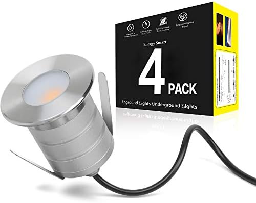 Landscapestation LED Recessed Deck Step Light, 3W Low Voltage DC12V-24V 3000K Warm White Outdoor Stair Lighting, IP67 Waterproof In-ground Well Light for Pathway, Ground, Fence, Garden (4 Packs)