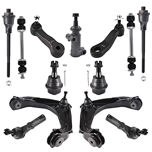 ASTARPRO 13Pcs Front Upper Control Arms and Ball Joints Assembly, Inner & Outer Tie Rod Ends, Sway Bar End Links, Lower Ball Joints, Idler & Pitman Arms, Idler Arm Bracket Assembly Suspension Kit