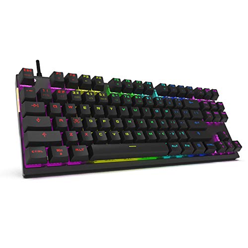 MOTOSPEED Professional Gaming Mechanical Keyboard RGB Rainbow Backlit 87 Keys Illuminated Computer USB Gaming Keyboard for Mac & PC Black