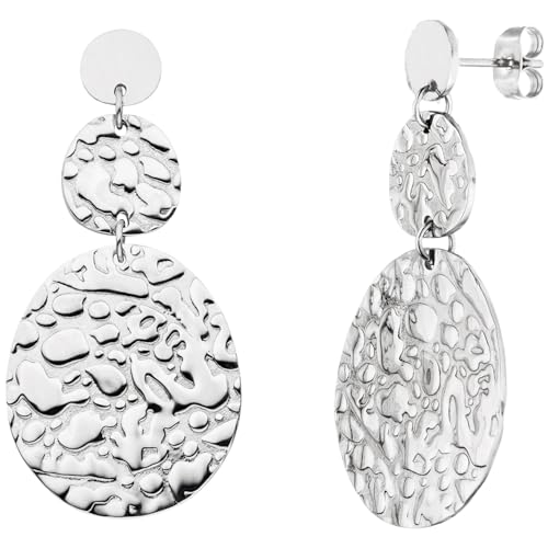 Jobo Damen-Ohrringe hängend aus Edelstahl mit Struktur