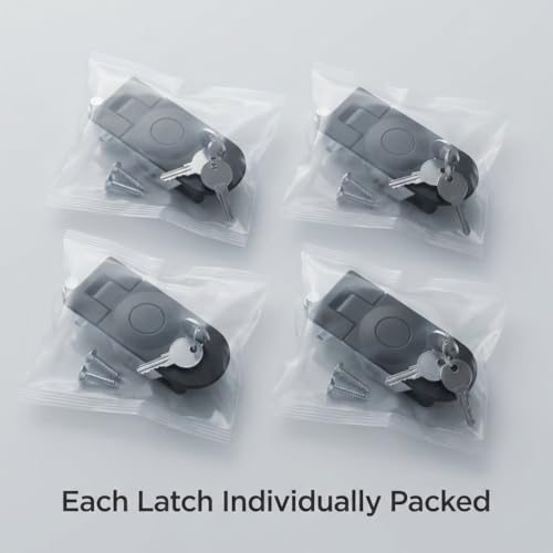 QWORK Large Lever Hand Operated Compression Latch, 4 Pack Keyed Alike 13/16" Adjustable Lever Flush Mount Trigger Latch Key Locking for Cockpit Floor Door Cabinet, Black Powder Coated MS609-1 by QWORK - Image 3
