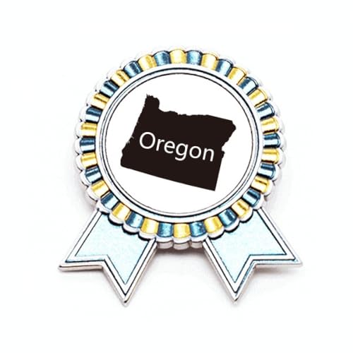 Broche carte de l'Oregon en métal taille M pour customiser vos vêtements