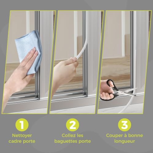 GeckoSeal 10m Joint Porte Fenetre, 9mm x 6mm Joint Mousse Adhésif d'Étanchéité Porte Calfeutrage Isolant Thermique, Froid, Anti-collision, Poussière(Blanc, 5m X 2) – vue 7