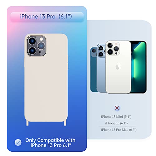 Image of Compatible with iPhone 13 Pro Case with Lanyard Crossbody iPhone Case with Strap 13 Pro Adjustable Shockproof Drop Protection Silicone Phone Cover for iPhone 13 Pro 6.1'' Stone