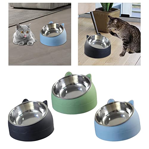 Magideal 3X Metal Raised Puppy Cat Dog Bowls Container Water Food Feeder Pet Feeder Pets Supplies, Green And Blue #TOP2