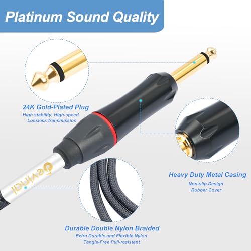 Cable USB-C para guitarra 1/4" TS a USB-C de 3.3 pies miniatura 5