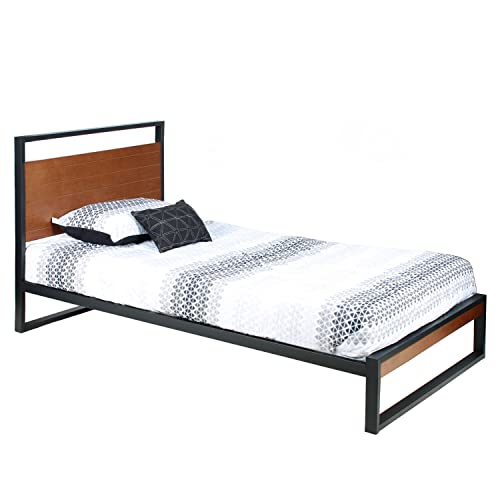 Better Home Products Maximo Metal And Wood Platform Bed Frame Twin Brown Oak #TOP4