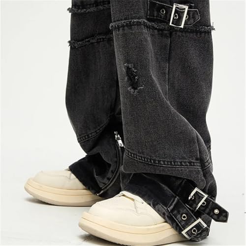 Men Y2K Streetwear Stacked Jeans Cargo Pants Clothing Straight Denim Trousers3