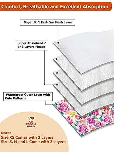 Pooch Care Washable Dog Diapers Female Medium (3 Pack), Reusable Female Dog In Heat Diaper, Pink Love #TOP2