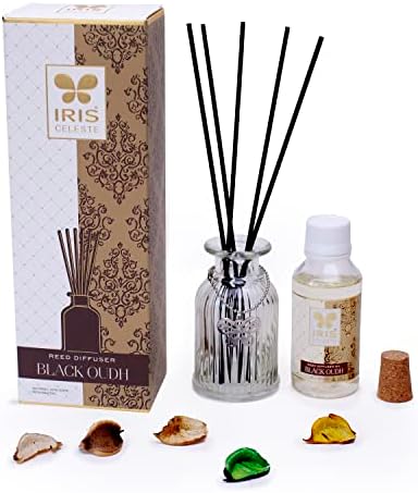 IRIS Glass Glitter Reed Diffuser Set | 100ml Gold Musk Fragrance Oil ...