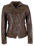 Jilani - Damen Echtleder Lederjacke Lammnappa Dunkelbraun Größe 44