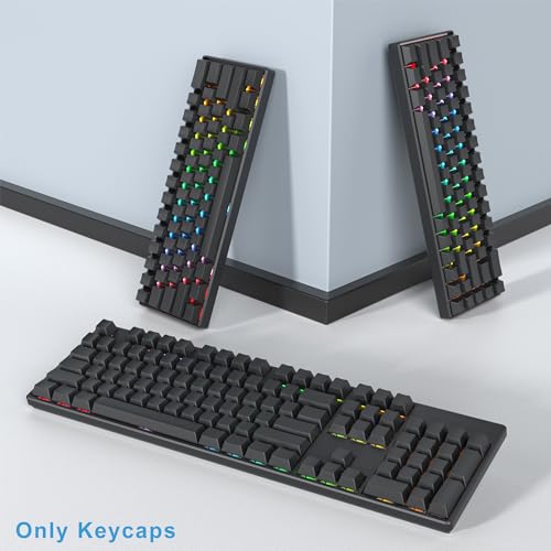 Image of Fogruaden Blank Keycaps, Thick PBT Keycaps, Cherry Profile, Minimalist Grey Black Keycap, 129 Key with 7U Spacebar, Custom Keycap for Mechanical Keyboard