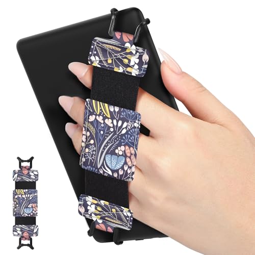 MoKo Soft Hand Strap for 6-8" Kindle eReaders Fire Tablet Kindle/Kobo/Voyaga/Lenovo/Sony E-Book Tablet, Black High-Elasticity Versatile Hand Strap Lightweight Finger Grip Holder, Night Blue