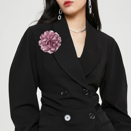 Image of Dainty Fabric Rose & Camellia Flower Oversized Brooch Pins & Hair Clip - Large Lapel Pin, 4.3in /7.5in