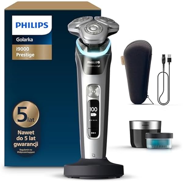 Philips Shaver i9000 Prestige golarka elektryczna do golenia na sucho i mokro z technologią Skin IQ System Triple Lift Cut podwójne ostrza SteelPrecision 360º Model XP9205 30