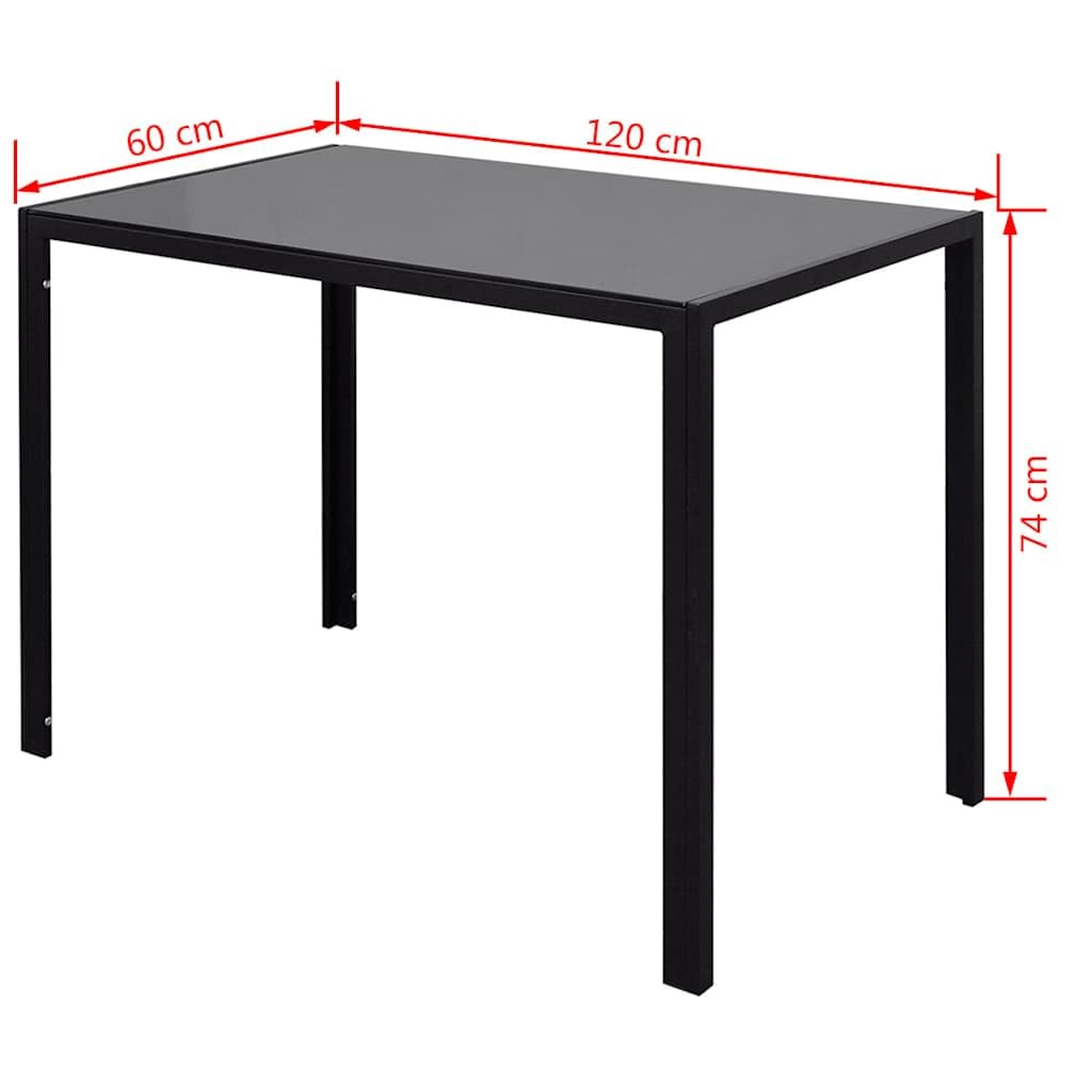 7-TLG. Essgruppe Schwarz Weiß mit gehärtetem Glas Tisch und Kunstleder Stühlen, 120x60x74 cm Esszimmer Sitzgruppe für Küche Wohnzimmer, modernes Design platzsparend und komfortabel