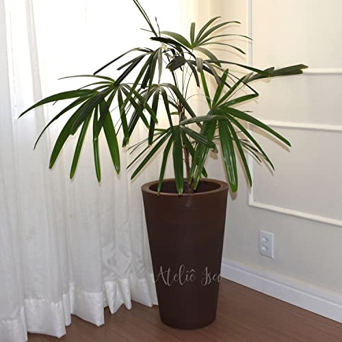 Vaso Planta Decorativo Jardim Polietileno Coluna Redonda 36x58 Cor:Marrom