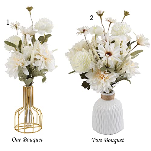 Insunsix White Artificial Flowers 2 Bouquets Ivory Flowers Artificial For Decorations White Fake Flowers Ivory Silk Flowers Floral Table Centerpieces Living Room Décor (Ivory White) #TOP5