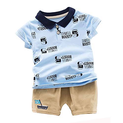 BAOBAOLAI Roupas para bebês meninos Camisetas estampadas com lapela e shorts Roupas de verão