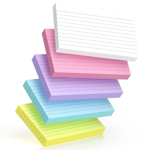 250-Pack Colored Index Cards 3x5 Inch – 180gsm Heavyweight Flashcards – 5 Vibrant Colors Flash Cards (White, Pink, Purple, Blue, Yellow) – Perfect for Study, Notes & Memory! Student School Supplies