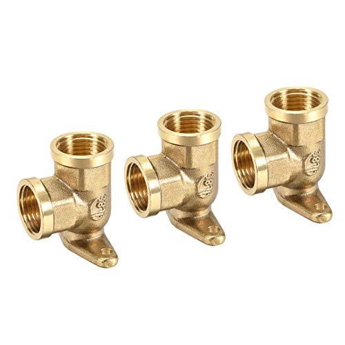 uxcell Brass Pipe Fitting 90 Degree Drop Ear Elbow G1/2 Female X G1/2 Female Crimp Fitting 3pcs