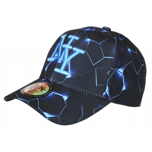 Hip Hop Honour Casquette Enfant NY Bleue Motif Géométrique Noir Streetwear 7 à 12 Ans Garçon Fille - Taille Unique - Bleu