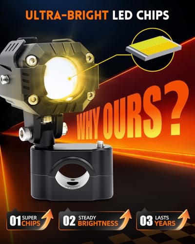 Image of CO LIGHT 2nd Gen LED Motorcycle Fog Lights, Death-Curve Savior for Pacific Coast /Tail of Dragon etc, 20000LM Military-Spec for Cruisers /Motorcycles /ATV /UTV, IP68 Stormproof (Pair)