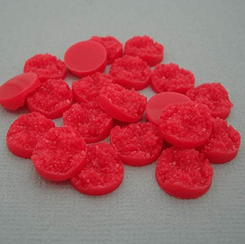 12mm Cabochons Druzy Resin Faux Embellishment Flat Back Round DIY Jewelry Kit (Red)
