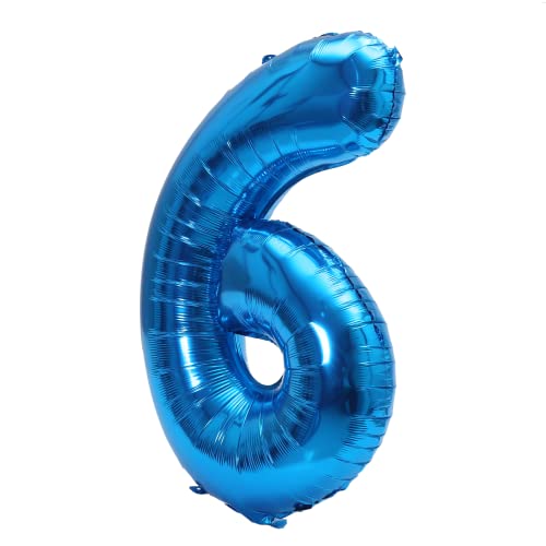Image of YPSelected 32 Inch Large Foil Helium Number Balloon Birthday Wedding Party 0-9 (Blue, 6)