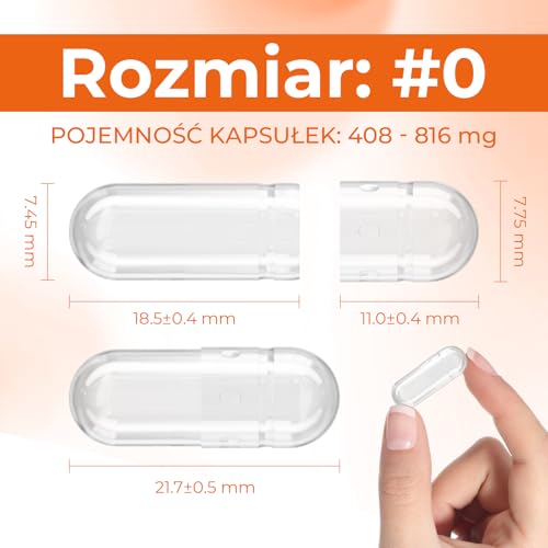 Angtai JN rozmiar 0 500 sztuk żelatynowe puste kapsułki, z 2 łyżki, bezbarwne i bezwonne, łatwe do połknięcia przezroczyste puste kapsułki, łatwe do przygotowania w domu, pojemność 408-816mg