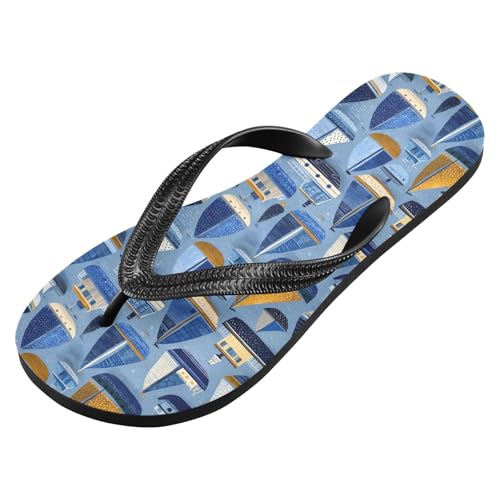 Flip Flop Sandals Boats Blue Print for Women Men Beach Outdoor XS2