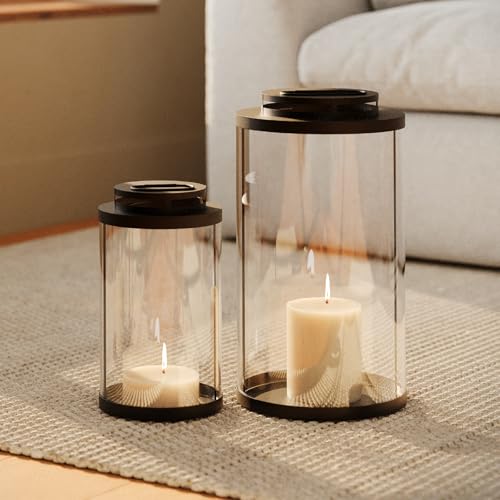 draadwerk® Rundes Laternen 2er Set | Nova | Große Laternen | Wohndekoration für Innen & Außen | Outdoor-Windlichter | Designer Dekoration für Wohnzimmer, Balkon & Garten (Schwarz) (2, Schwarz)