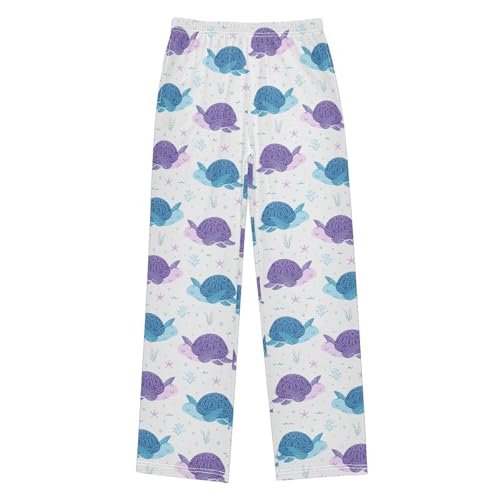 Boys' Pants Blue Purple Turtles Seaweeds Corals Long Bottoms Jogger Pants Elastic Waist Trousers with Pockets S-XL