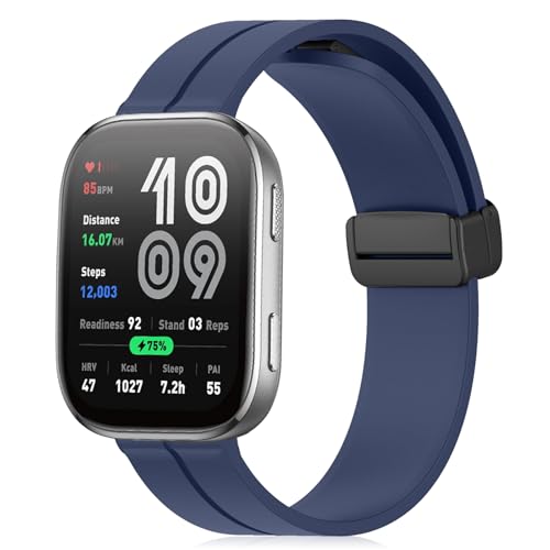 [RoSoki] 22 mm �o���h Amazfit Bip 6 / Amazfit Bip 5 /Bip 5 Unity �Ή� �V���R���� �}�O�l�b�g�t�� �X�|�[�c�o���h �ւ��X�g���b�v �����x���g �_�炩�� �����ȒP �j�����p �i �_�[�N�u���[ �j