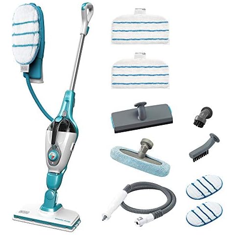 Black+Decker 15-in-1 Dampfbesen, Dampfreiniger Steam-mop, 1300W, mit SteaMitt Dampfhandschuh, umfangreiches Zubehör, AutoSelect Technologie für automatische Dampfmenge, FSMH13151SM Cover