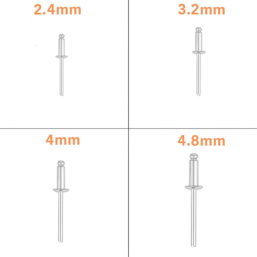 Rivettatrice Manuale Professionale in Acciaio | Impugnatura Ergonomica Antiscivolo con 4 Adattatori (2.4, 3.2, 4.0, 4.8 mm)