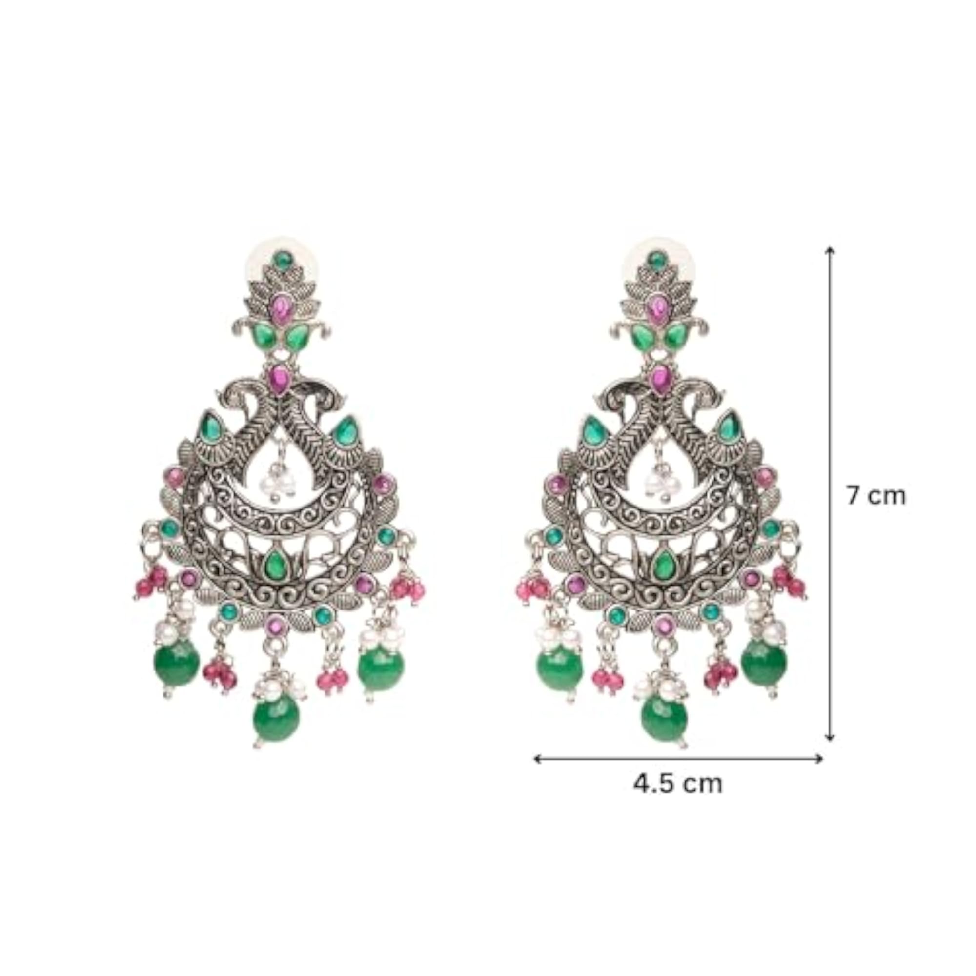 Silver Lightweight Peacock Beaded Earrings, Stylish Jewellery