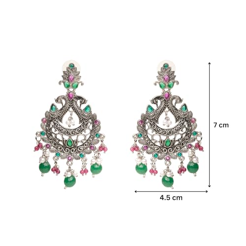 Silver Lightweight Peacock Beaded Earrings, Stylish Jewellery