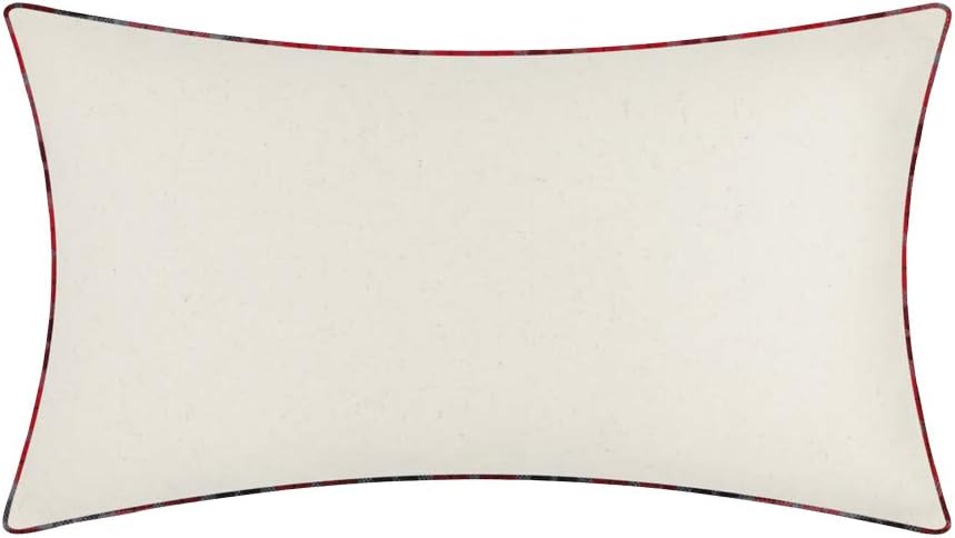 JWH Grey Birds Embroidery Pillow Covers Deocrative Rectangle Throw Pillow Animal Accent Pillow Cases Cute Cushion Piped Edges Pillowcase Bed Couch Bedroom Office Decor Euro Shams Beige Red Plaid