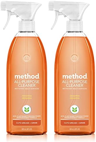 Method All-Purpose Cleaner Spray, Clementine, Plant-Based and Biodegradable Formula Perfect for Most Counters, Tiles, Stone, and More, 28 oz Spray Bottles, (Pack of 2)