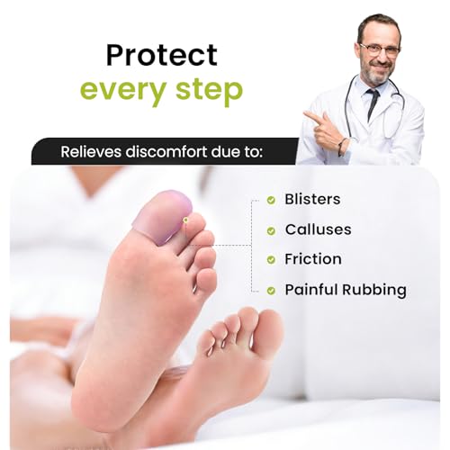Image of Bukihome Silicone Toe Protectors - 12 Pack Gel Toe Sleeves Toe Protectors - Toe Caps Toe Cushions for Pain Relief, Toe Protection for Corns, Calluses (Lavender, Large)
