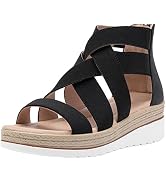 Jeossy Women's Comfortable Platform Wedge Sandals with Buckle