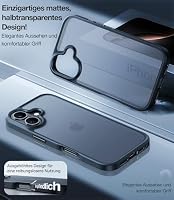 TORRAS Guardian für iPhone 16 Hülle [TOP Militärschutz mit 360° Airbags] Samtweiche Haptik Kratzfest Stoßfest Case mit Abnehmbare Knöpfe Matt Schutzhülle für iPhone 16 Handyhülle Schwarz – Ansicht 8