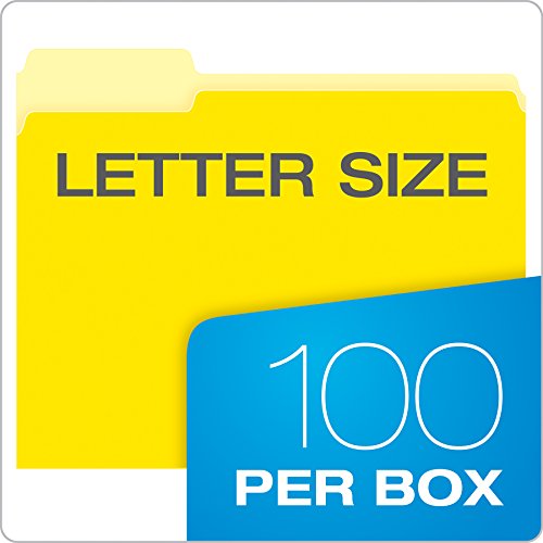 Pendaflex Two-Tone Color File Folders, Letter Size, Yellow, 1/3 Cut, 100 Per Box (152 1/3 Yel) #TOP4