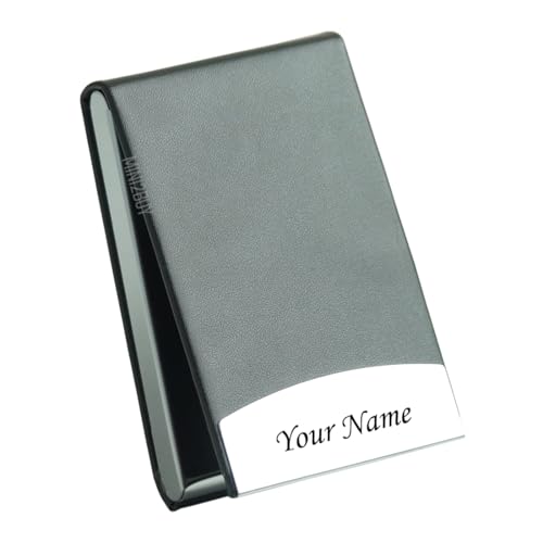Image of Mini2buy Customized Name Engraved Card Holder for Credit, Debit, ATM, and Business Visiting Cards from Premium Stainless Steel Size Ideal for Personal use or Corporate Gifting (Customized-Black)