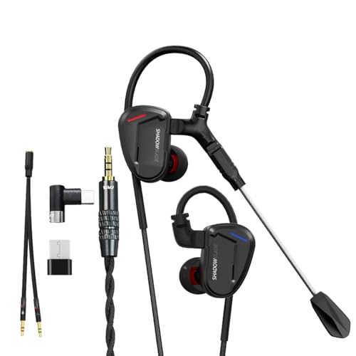 CVJ Shadow Blade IEM ゲイヤホン イヤホン 有線【取り外し可能なマイク】 ゲーミング イヤモニ|1DD+1振動リング混合 |HIFIイヤホン|3.5mm+Type-Cプラグより没入感のあるゲームプレイ ダイナミクスと広い音場 広いダイナミックレンジと超低歪み で臨場感あふれるステレオサラウンド音場を実現 日常のカラオケ/音楽/ゲーミング/通勤/通学