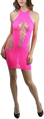 Image of ToBeInStyle Women's Stretch See Through Fishnet Novelty Mini Rave Party Dress